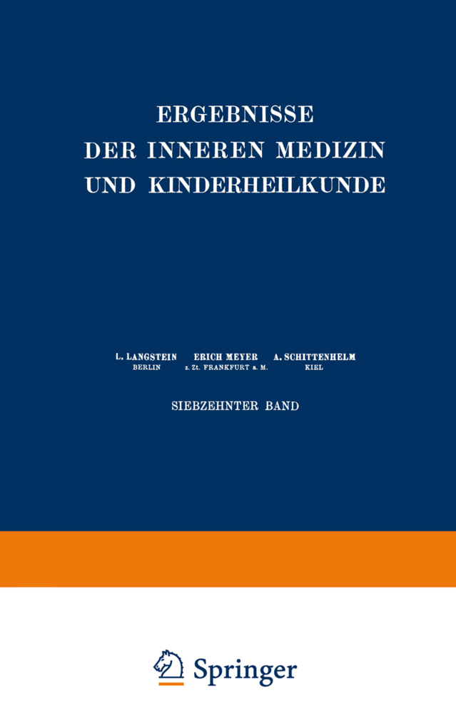 Ergebnisse der Inneren Medizin und Kinderheilkunde