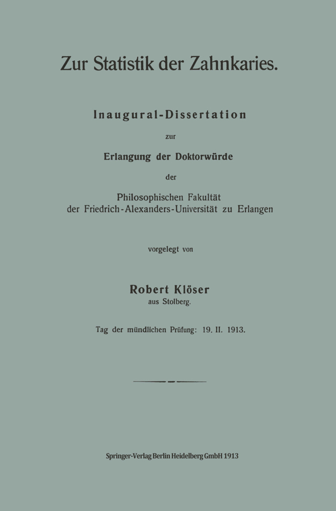 Zur Statistik der Zahnkaries