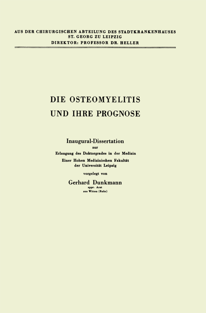 Die Osteomyelitis und Ihre Prognose