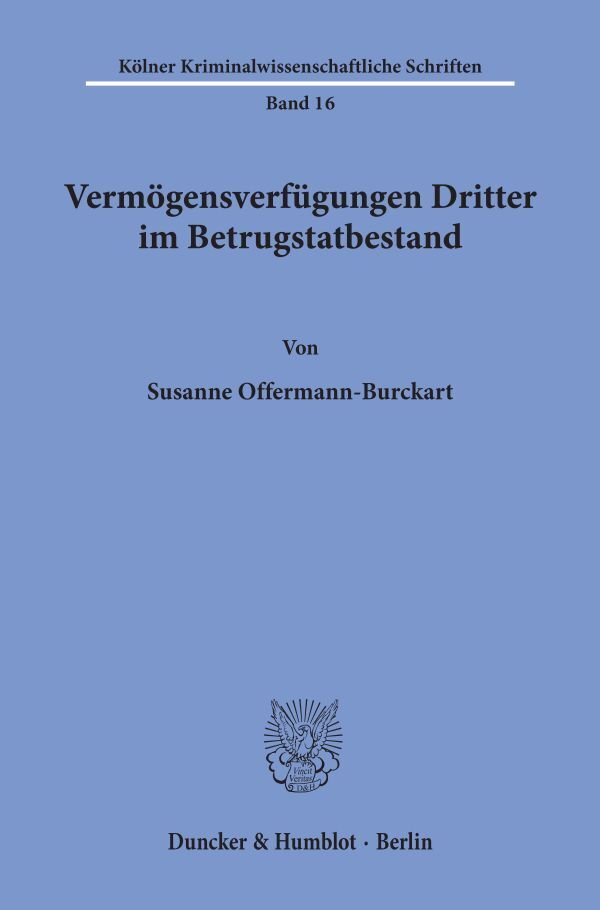 Vermögensverfügungen Dritter im Betrugstatbestand.