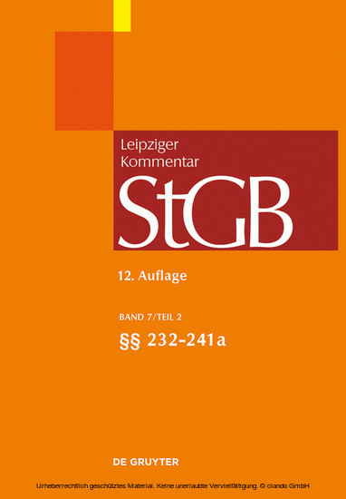 Strafgesetzbuch. Leipziger Kommentar, §§  232-241a