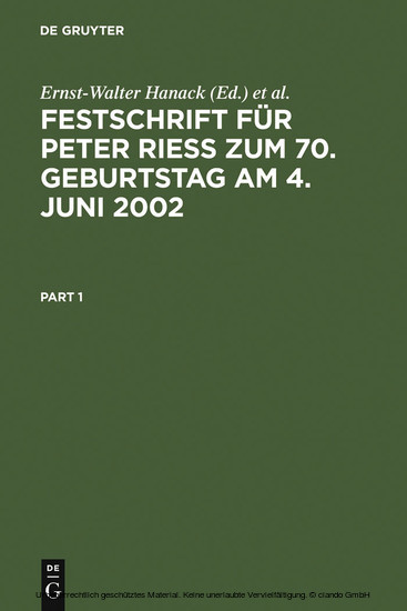 Festschrift für Peter Rieß zum 70. Geburtstag am 4. Juni 2002