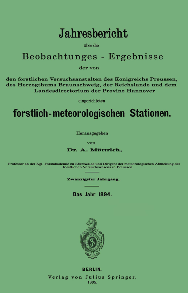 Jahresbericht über die Beobachtungs-Ergebnisse