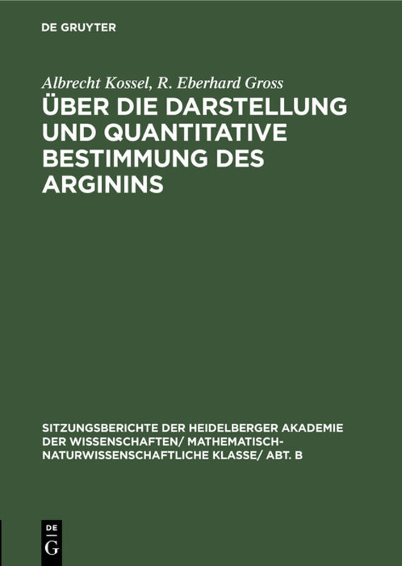 Über die Darstellung und quantitative Bestimmung des Arginins