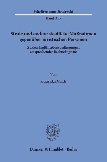 Strafe und andere staatliche Maßnahmen gegenüber juristischen Personen.