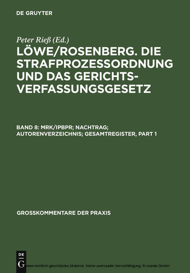 MRK/IPBPR; Nachtrag; Autorenverzeichnis; Gesamtregister