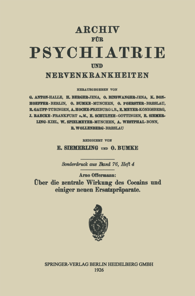 Über die zentrale Wirkung des Cocains und einiger neuen Ersatzpräparate