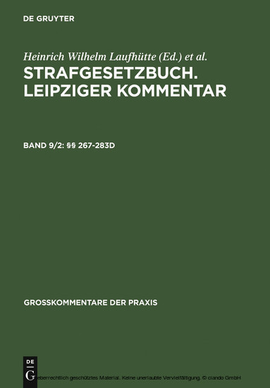 Strafgesetzbuch. Leipziger Kommentar, §§  267-283d