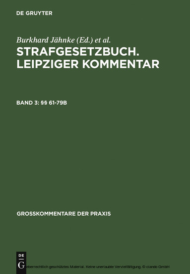 Strafgesetzbuch. Leipziger Kommentar, 61-79b