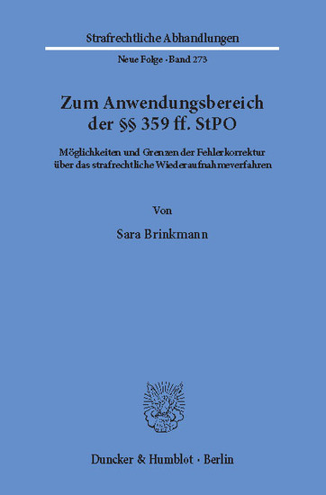 Zum Anwendungsbereich der 359 ff. StPO.