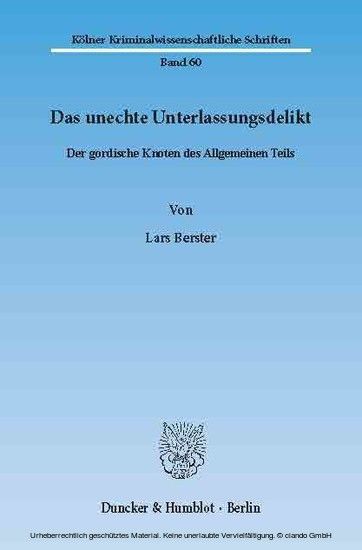 Das unechte Unterlassungsdelikt.
