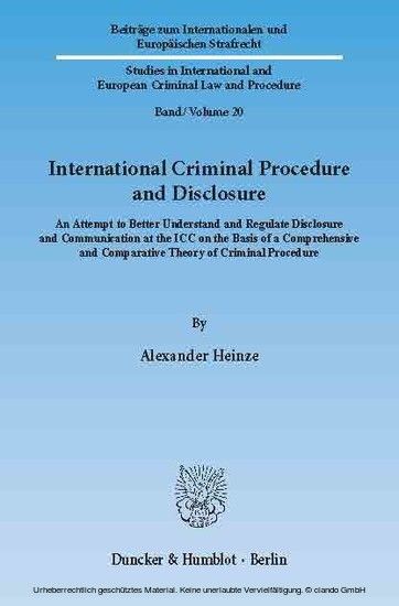 International Criminal Procedure and Disclosure.