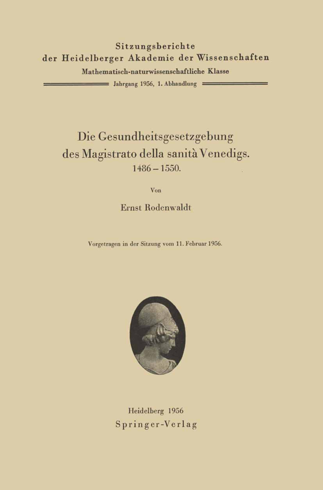 Die Gesundheitsgesetzgebung des Magistrato della sanità Venedigs. 1486 - 1500
