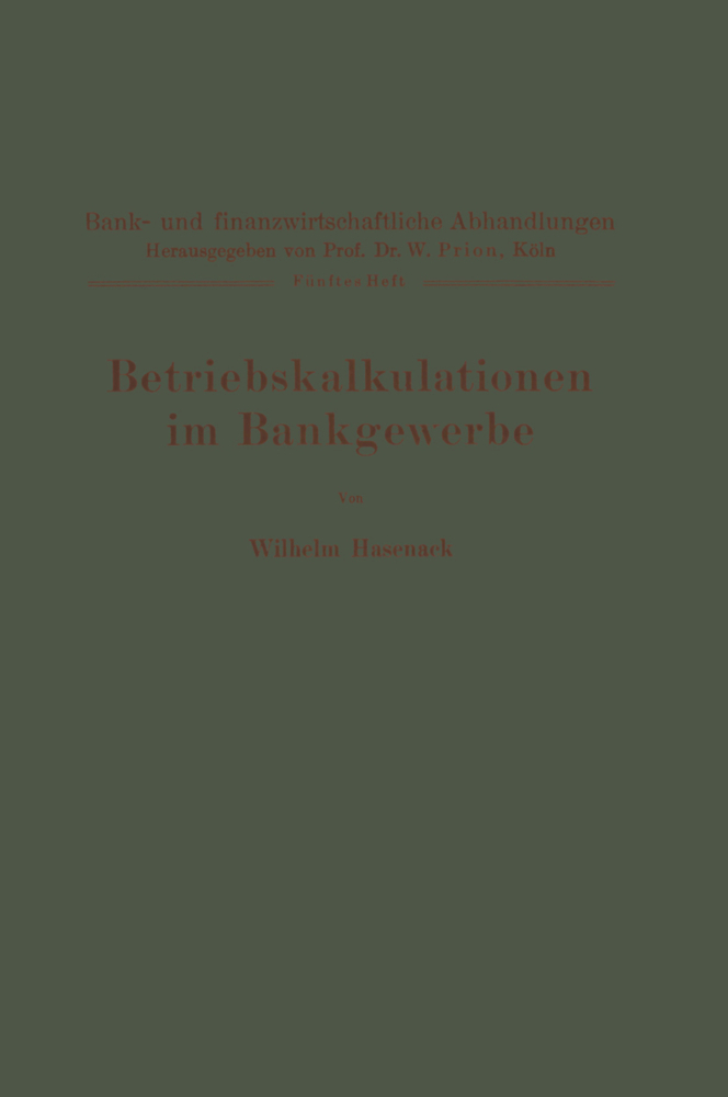 Betriebskalkulationen im Bankgewerbe