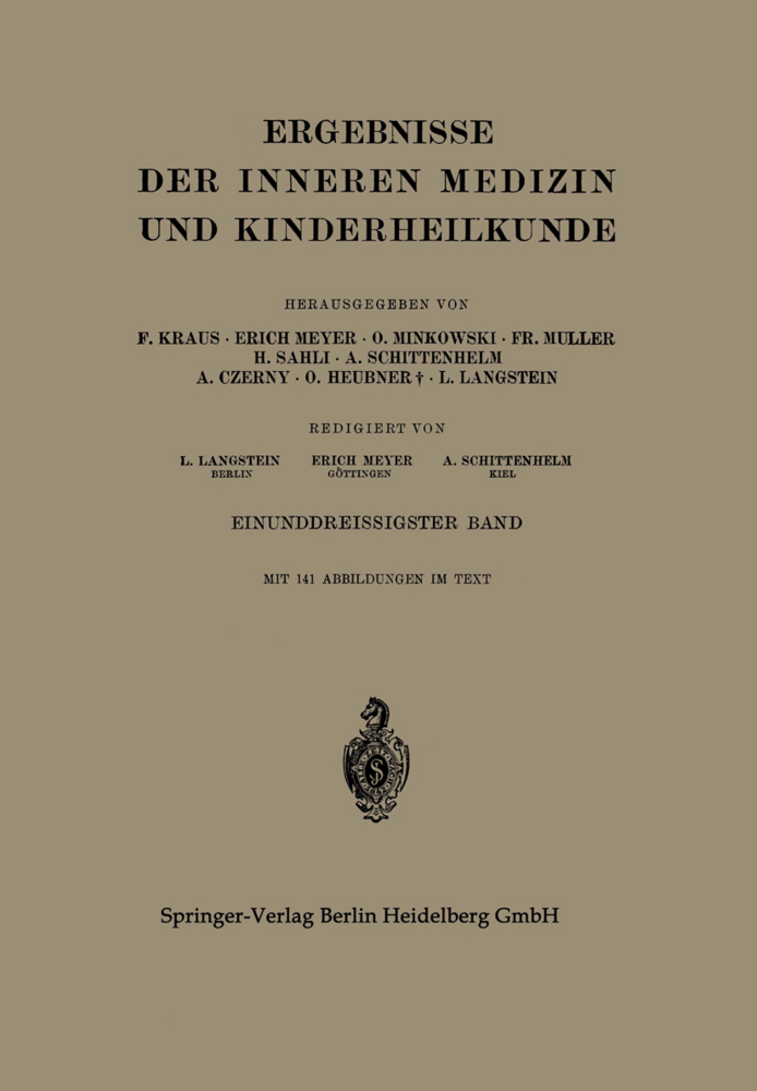 Ergebnisse der Inneren Medizin und Kinderheilkunde