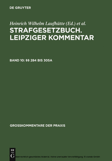 Strafgesetzbuch. Leipziger Kommentar, §§  284 bis 305a