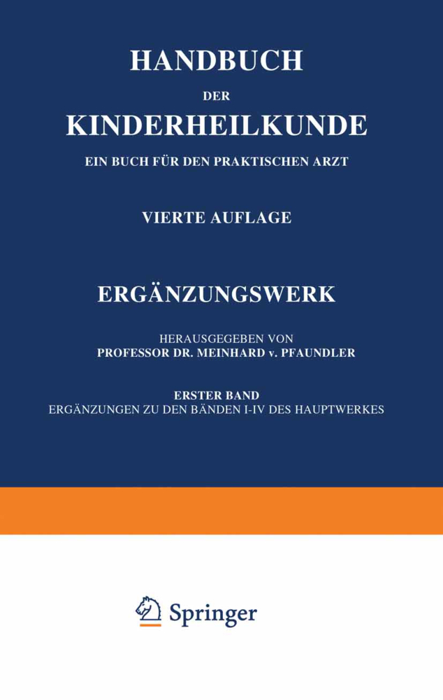 Handbuch der Kinderheilkunde, Ergänzungswerk