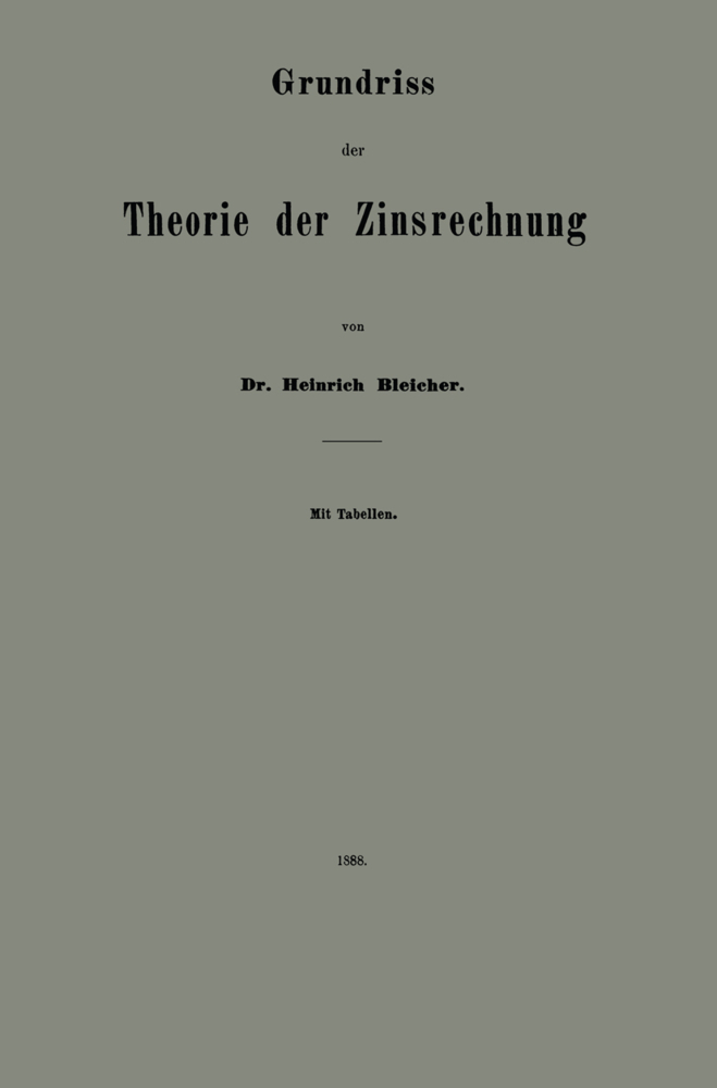 Grundriss der Theorie der Zinsrechnung