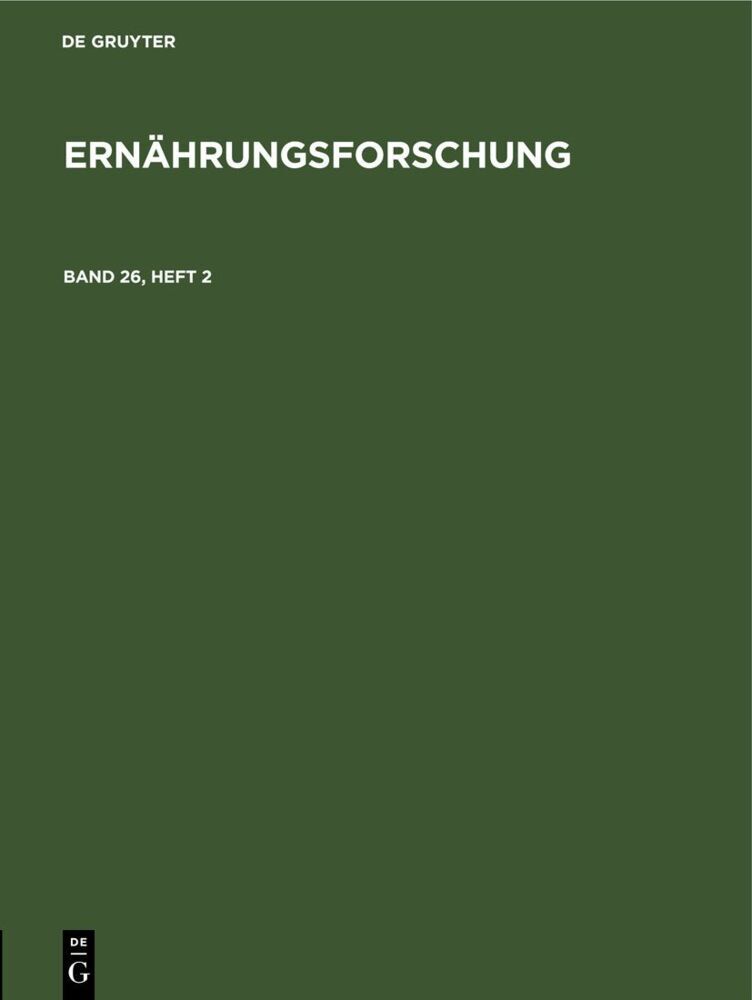 Ernährungsforschung. Band 26, Heft 2