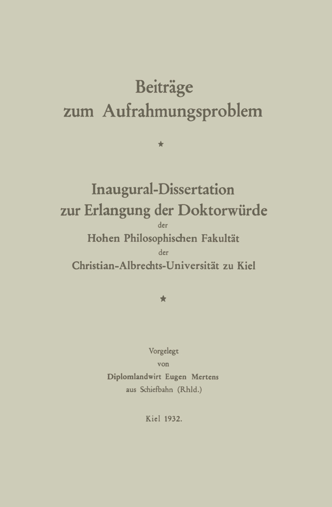 Beiträge zum Aufrahmungsproblem