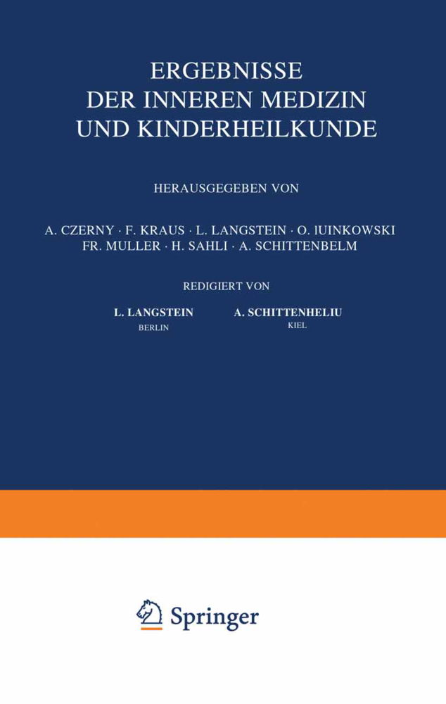 Ergebnisse der Inneren Medizin und Kinderheilkunde