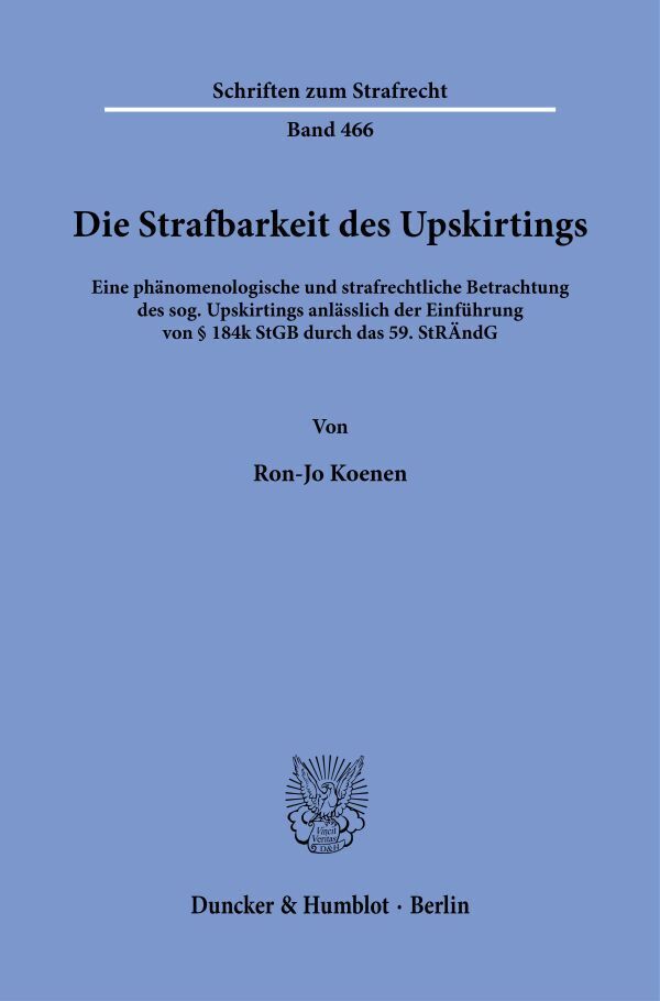 Die Strafbarkeit des Upskirtings