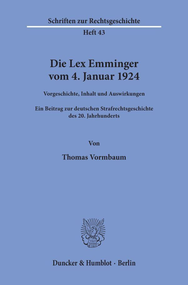 Die Lex Emminger vom 4. Januar 1924.