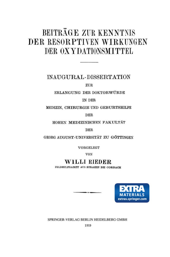 Beiträge zur Kenntnis der Resorptiven Wirkungen der Oxydationsmittel