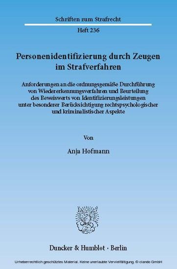 Personenidentifizierung durch Zeugen im Strafverfahren.