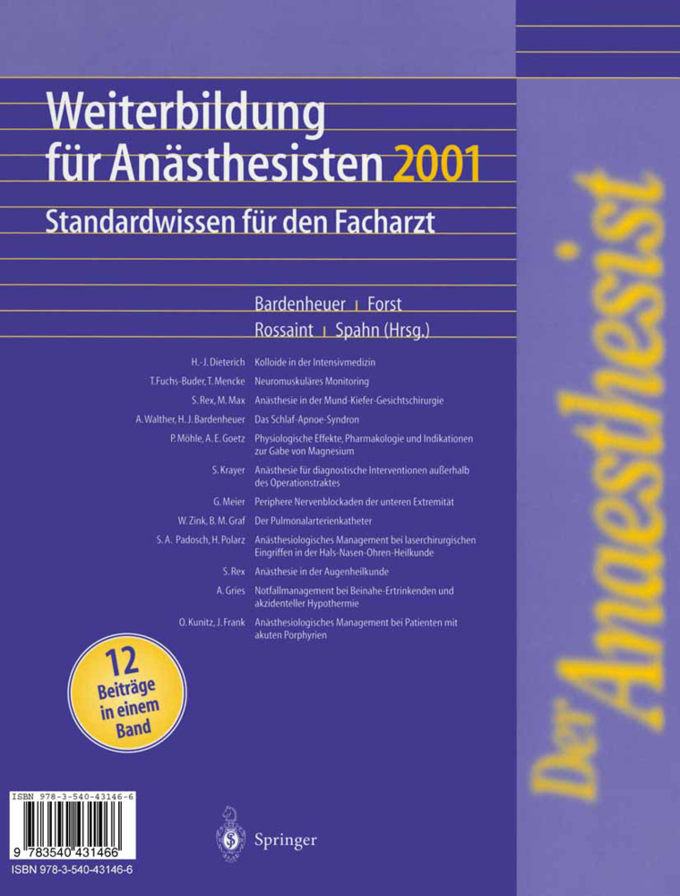 Weiterbildung für Anästhesisten 2001