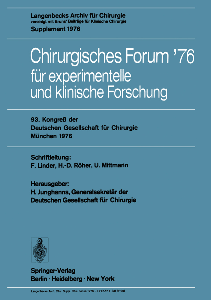 Chirurgisches Forum 76 für experimentelle und klinische Forschung