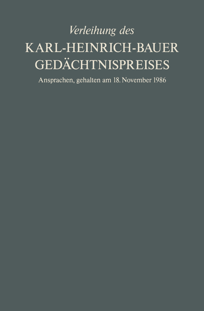 Verleihung des Karl-Heinrich-Bauer Gedächtnispreises