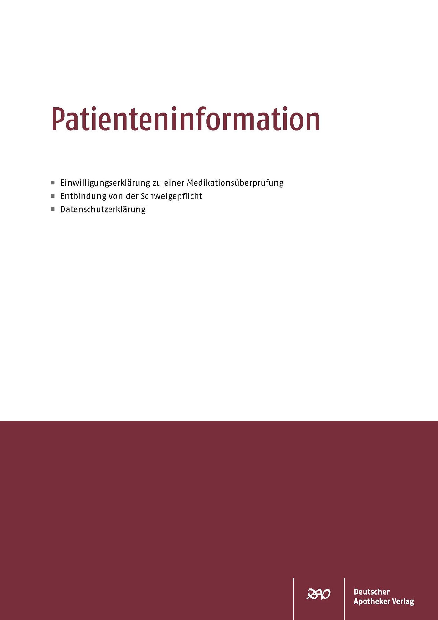 Patienteninformation (Block mit 50 Blatt)