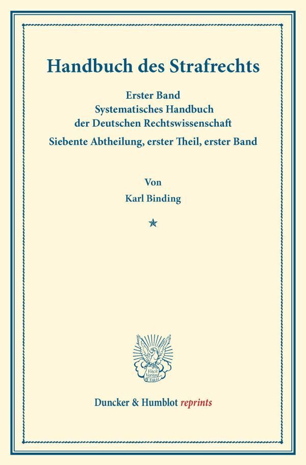 Handbuch des Strafrechts. Bd.1