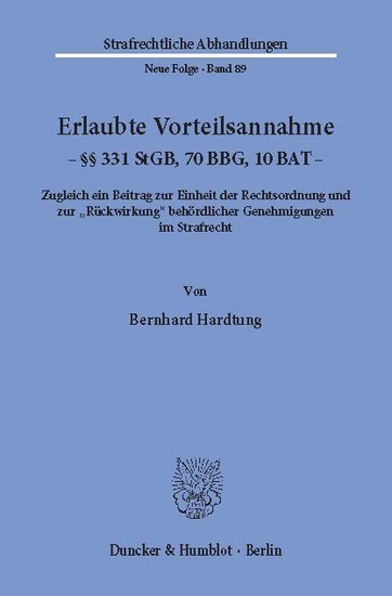 Erlaubte Vorteilsannahme - 331 StGB, 70 BBG, 10 BAT.