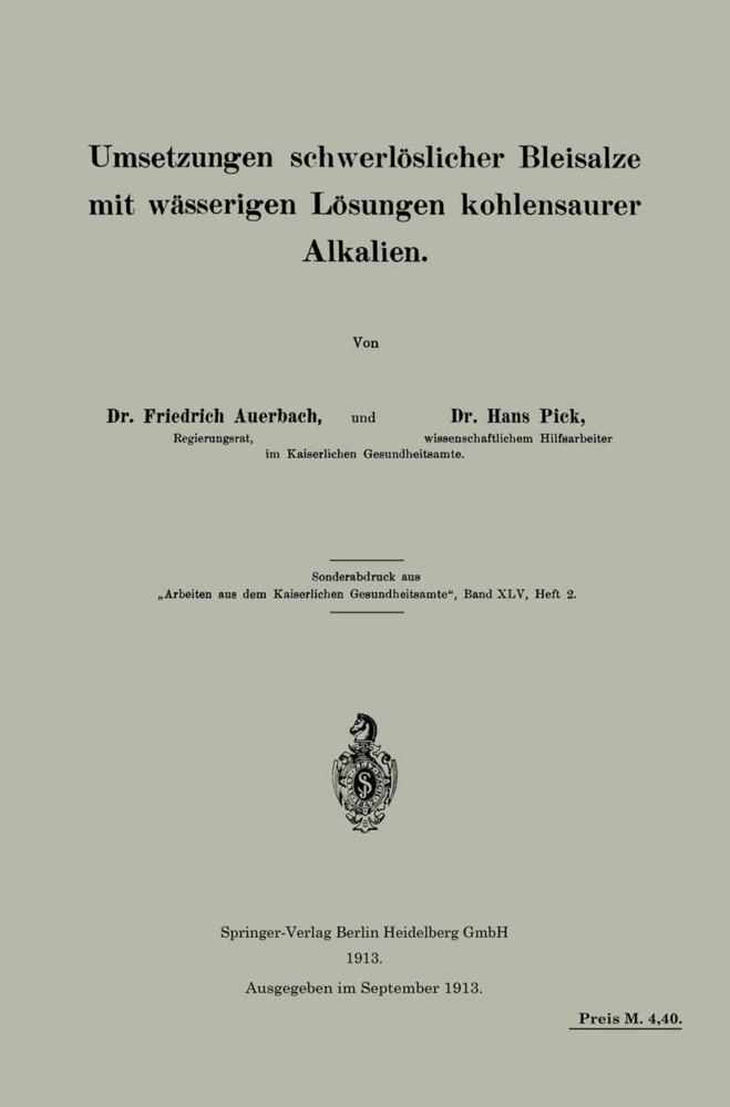 Umsetzungen schwerlöslicher Bleisalze mit wässerigen Lösungen kohlensaurer Alkalien