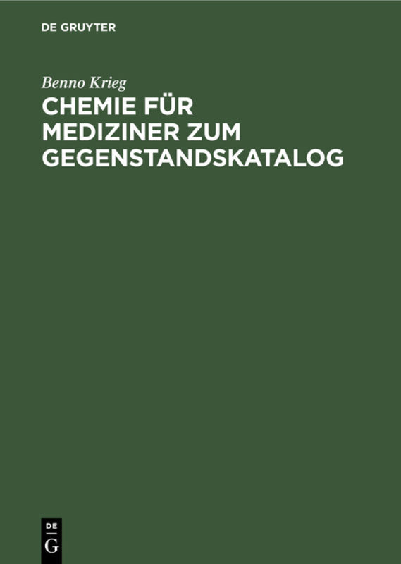 Chemie für Mediziner zum Gegenstandskatalog