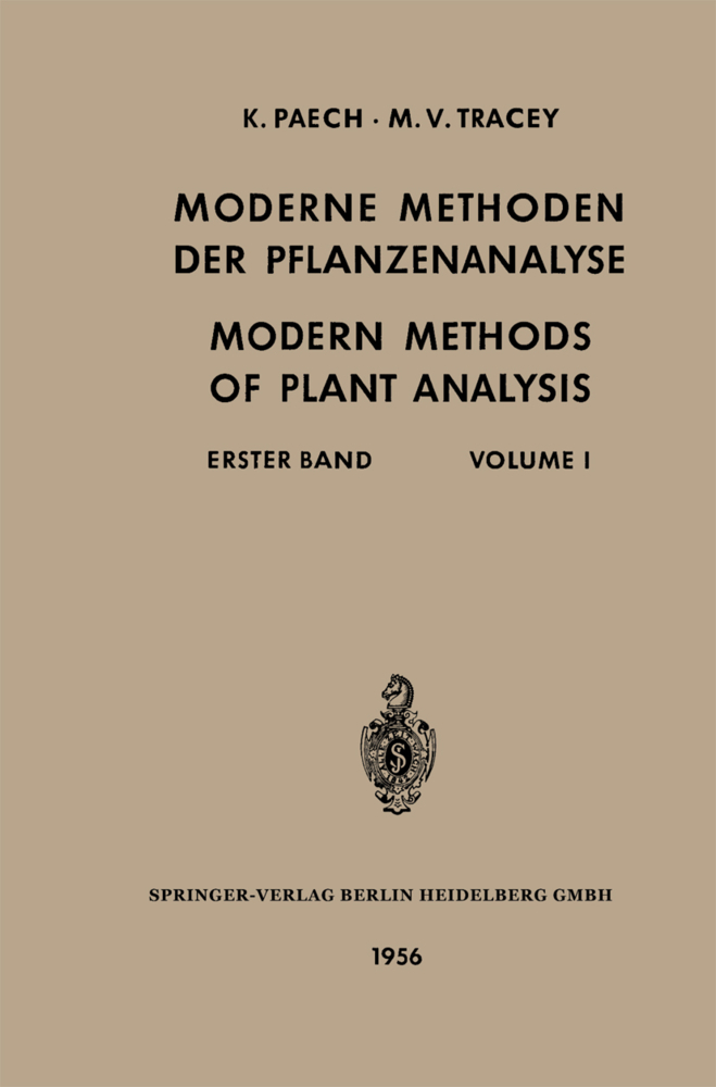 Moderne Methoden der Pflanzenanalyse / Modern Methods of Plant Analysis