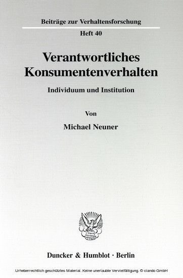 Verantwortliches Konsumentenverhalten.