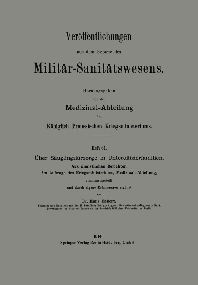 Über Säuglingsfürsorge in Unteroffizierfamilien