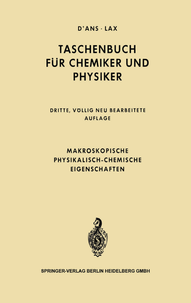 Makroskopische physikalisch-chemische Eigenschaften, 2 Tle.