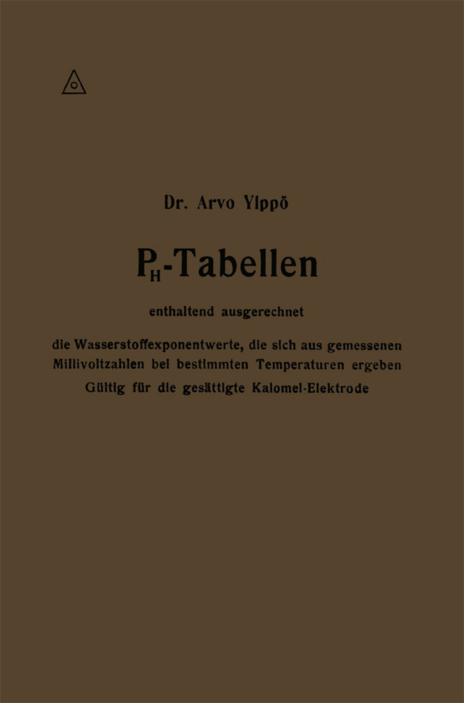 PH-Tabellen enthaltend ausgerechnet die Wasserstoffexponentwerte, die sich aus gemessenen Millivoltzahlen bei bestimmten Temperaturen ergeben