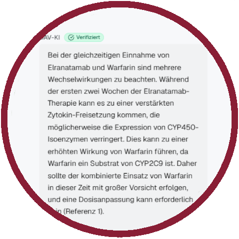 Ausschnitt zeigt eine Antwort in der DAV KI