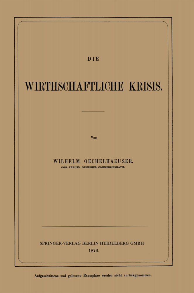 Die Wirthschaftliche Krisis